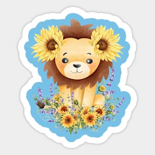 Cute king and sunflowers Sticker